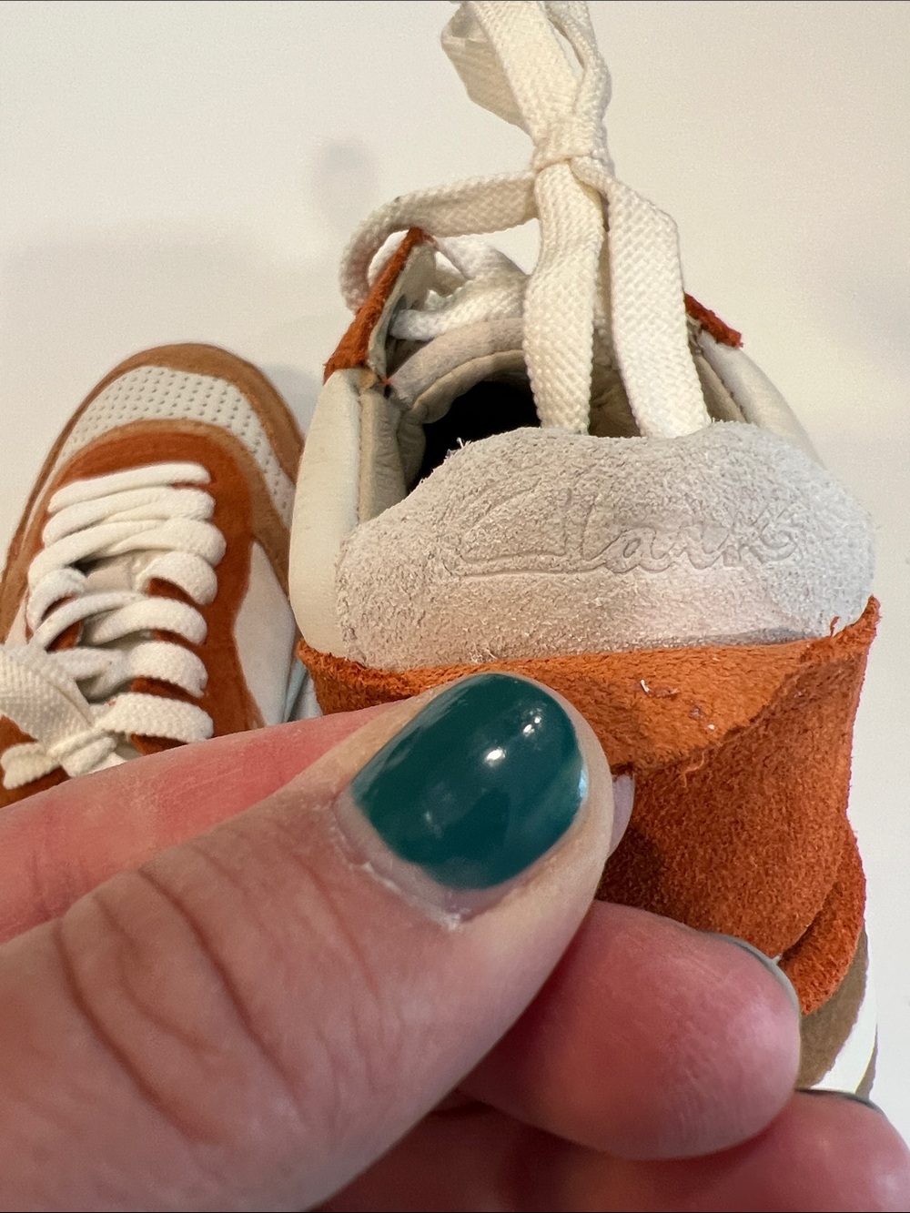 Clarks Kids Casual Suede & Leather Sneakers - Tan, Brown Orange, White, NWOT - Picture 6 of 7